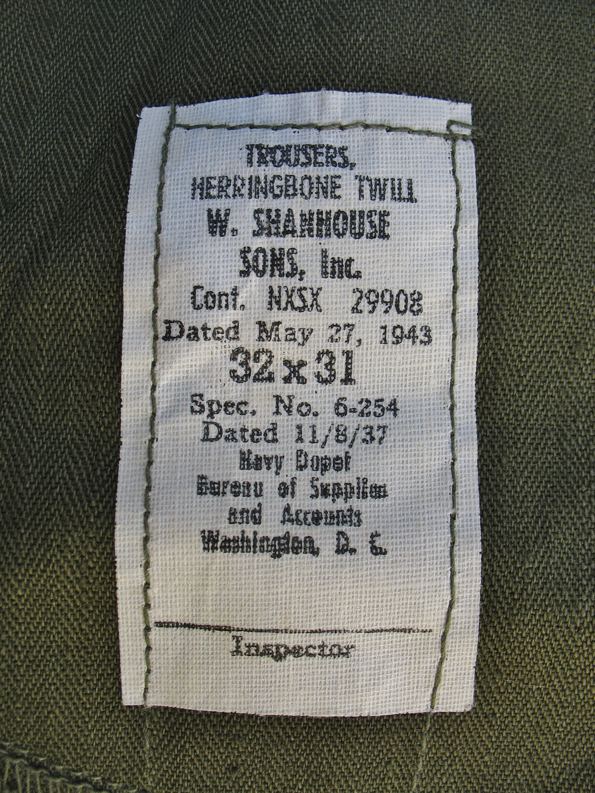 US WW2 - Pantalon HBT N3 daté 1943 - Neuf !