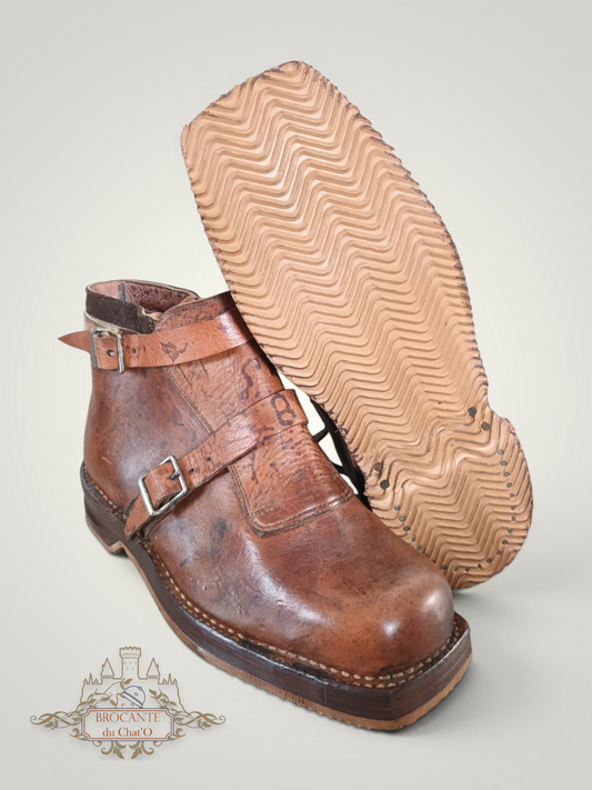 1940-50's - Chaussures de ski, pointure 40